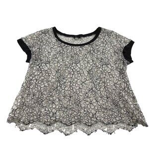 Torrid Womens Lace Floral Short Sleeve Top Black‎ & White Size 1